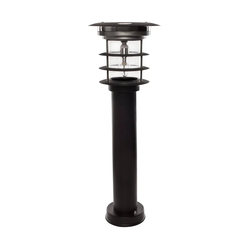 Stainless Steel Bollard Solar Lamp with Mini EZ Anchor, 100 Lumens, Black — Warehouse Lighting LED Bollards & Pathway Lights 10.0W 