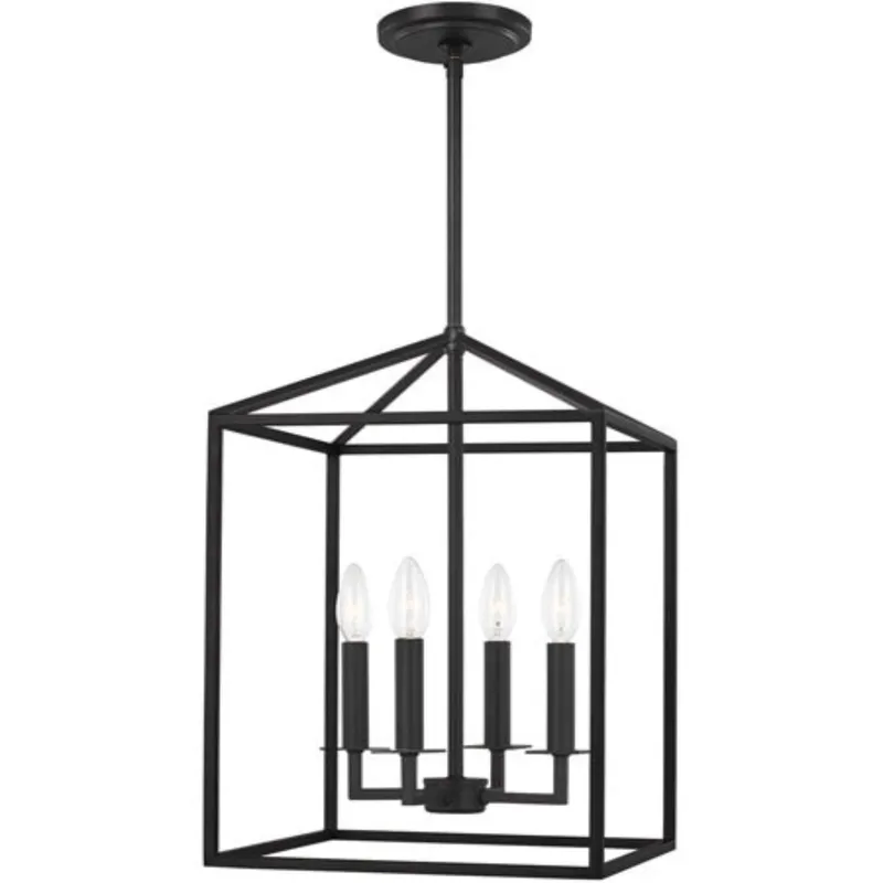 Perryton 4 Light 12" Midnight Black Foyer Pendant Ceiling Light — Warehouse Lighting LED Landscape Lights 60.0W 