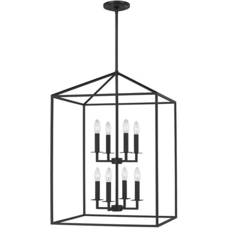 Perryton 8 Light Midnight Black Foyer Pendant Ceiling Light — Warehouse Lighting LED Landscape Lights 60.0W 