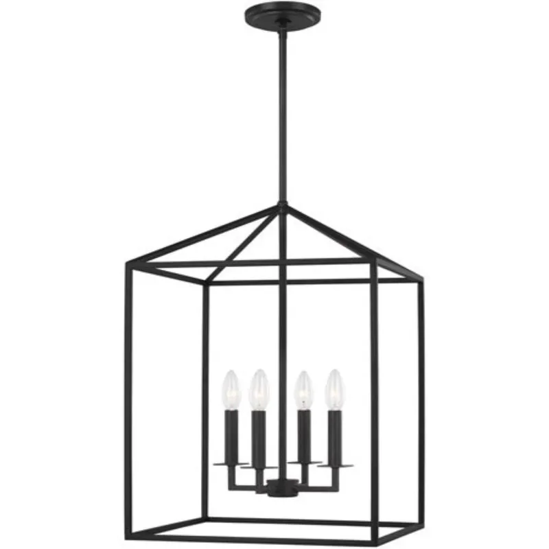 Perryton 4 Light Midnight Black Foyer Pendant Ceiling Light — Warehouse Lighting LED Landscape Lights 60.0W 