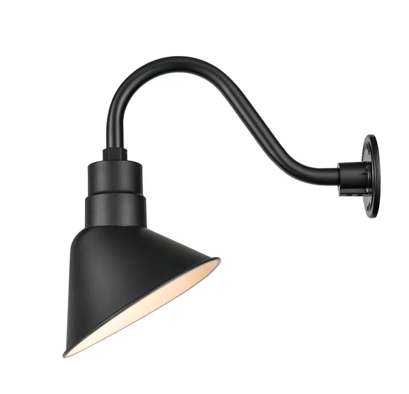 Millennium Lighting LED R Series RLM Outdoor 10" Angle Shade, Satin Black — Warehouse Lighting LED Lighting Controls 11.0W 3000K