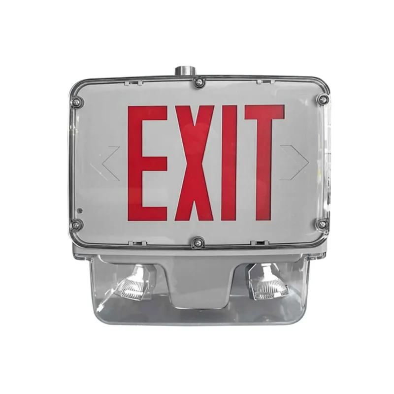 Wet Location LED Exit/Emergency Combo, Single Face, 15W, 6V or 12V, Red or Green — Warehouse Lighting LED Exit & Emergency 15.0W 