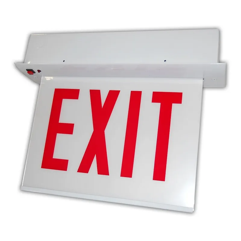 Chicago Approved Recessed Edgelit Aluminum Exit/Stair Sign, Single/Double Face, Red Letter — Warehouse Lighting LED Downlights  