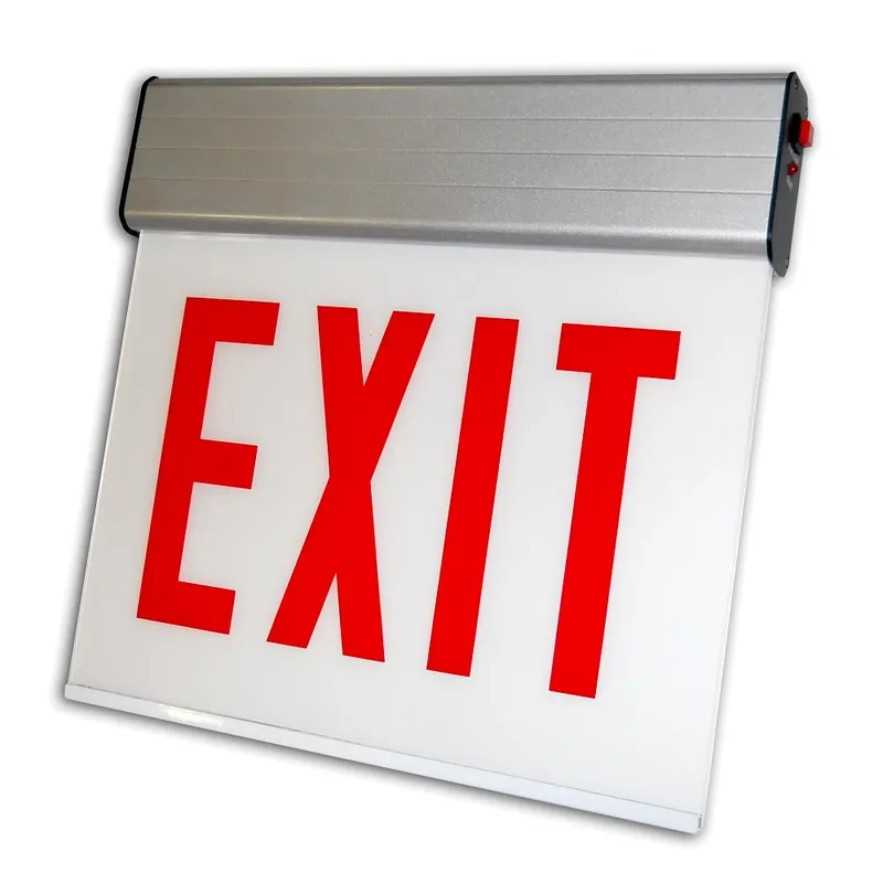 Chicago Approved Edgelit Aluminum Exit/Stair Sign, Single/Double Face, Red Letter — Warehouse Lighting LED Exit & Emergency  
