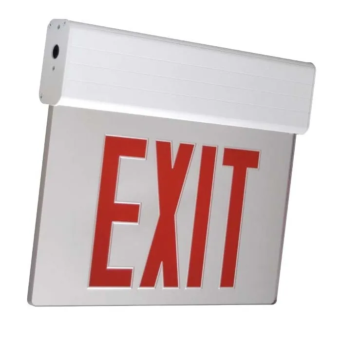 Edgelit Aluminum Exit Sign, Single Face, Red Letter — Warehouse Lighting LED Exit & Emergency  