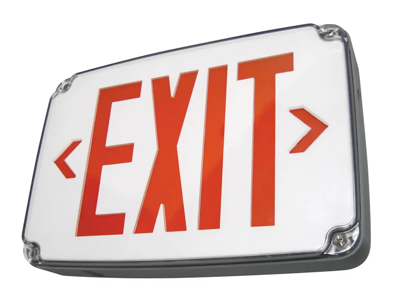 LED Compact Wet Location Polycarbonate Exit Sign — Warehouse Lighting LED Exit & Emergency  