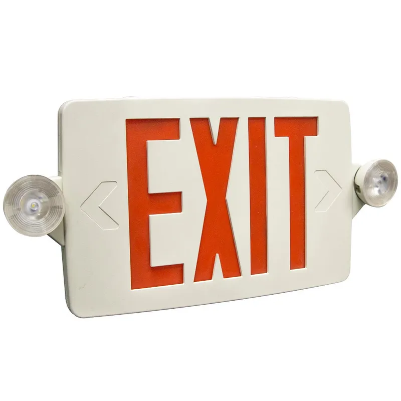 Thin LED Exit/Emergency Thermoplastic Combo, Red or Green — Warehouse Lighting LED Exit & Emergency 2.0W 