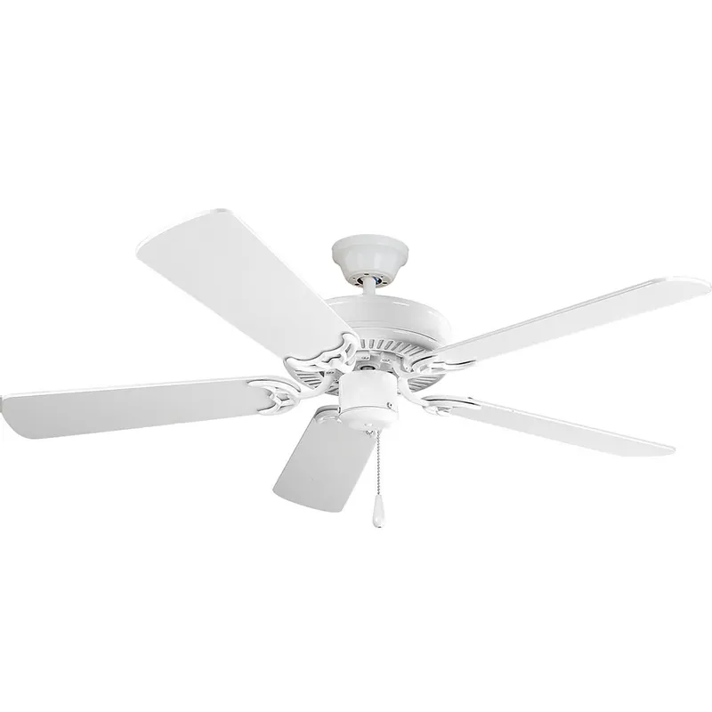 Basic-Max 52" Ceiling Fan White/Light Oak Blades — Warehouse Lighting LED Post Top Lights  