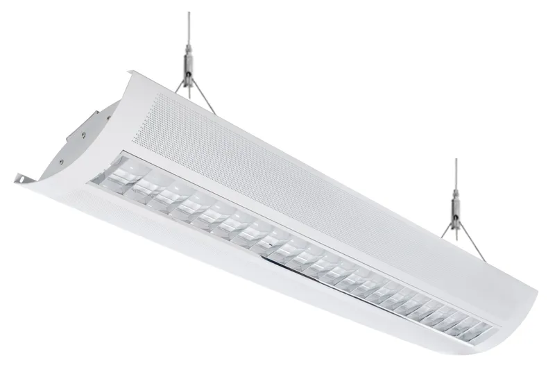 4 Foot LED Direct/Indirect Grille Fixture With Metal Shade, 50W, 120-277V, CCT Selectable 3500K / 4000K / 5000K — Warehouse Lighting LED Linear Lights 50.0W 3500K