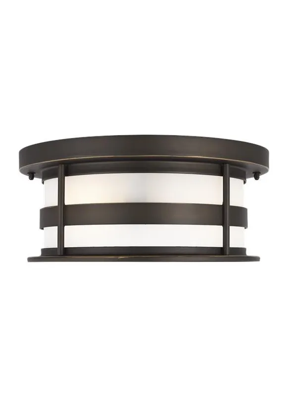 Wilburn Collection - Two Light Outdoor Flush Mount | Finish: Antique Bronze - 7890902EN3-71 — Warehouse Lighting LED Post Top Lights  