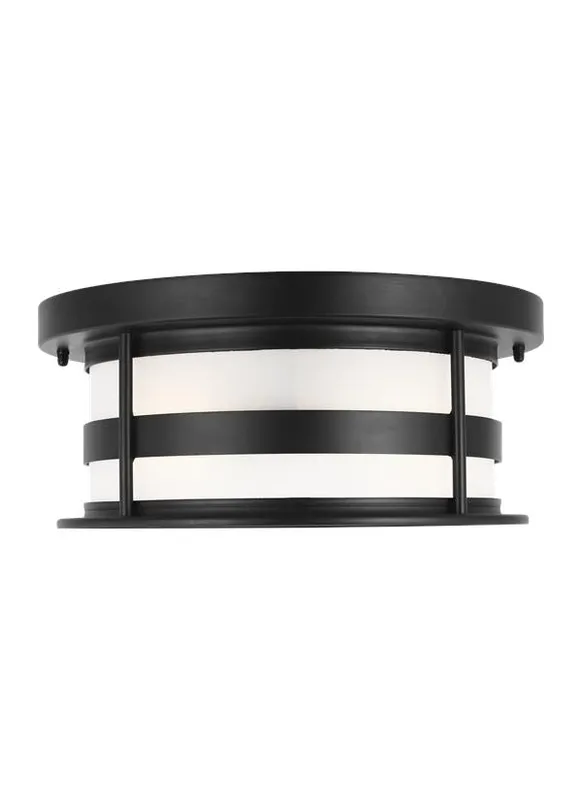 Wilburn Collection - Two Light Outdoor Flush Mount | Finish: Black - 7890902EN3-12 — Warehouse Lighting LED Post Top Lights  