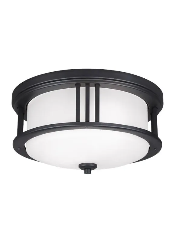 Crowell Collection - Two Light Outdoor Ceiling Flush Mount | Finish: Black - 7847902EN3-12 — Warehouse Lighting LED Post Top Lights  2200K