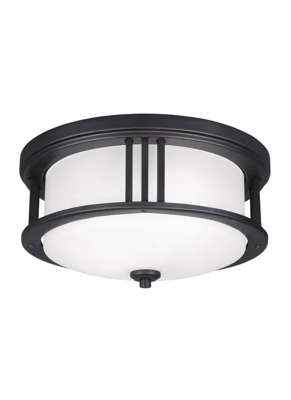 Crowell Collection - Two Light Outdoor Ceiling Flush Mount | Finish: Black - 7847902-12 — Warehouse Lighting LED Post Top Lights  2200K