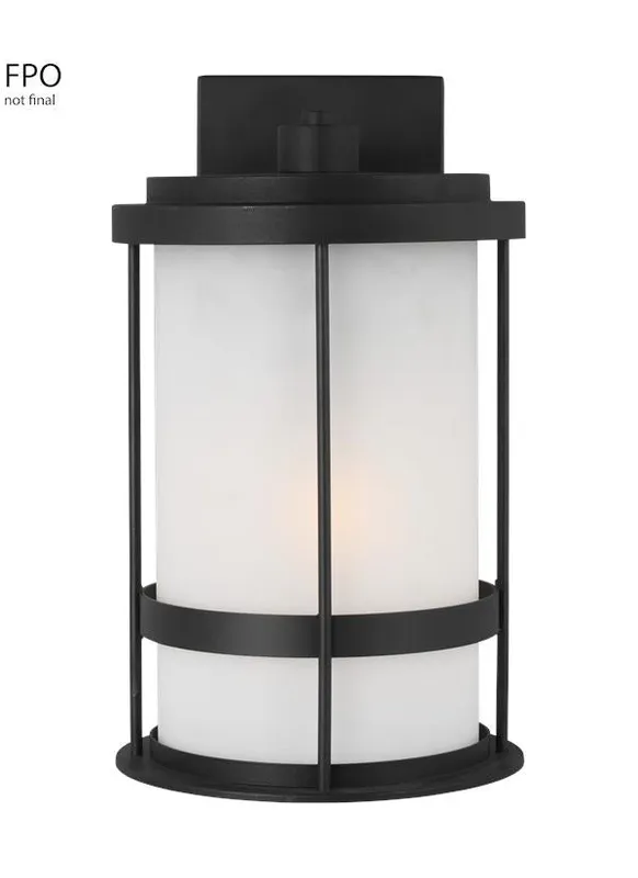 Wilburn Collection - Medium One Light Outdoor Wall Lantern | Finish: Black - 8690901EN3-12 — Warehouse Lighting LED Wall Lights  