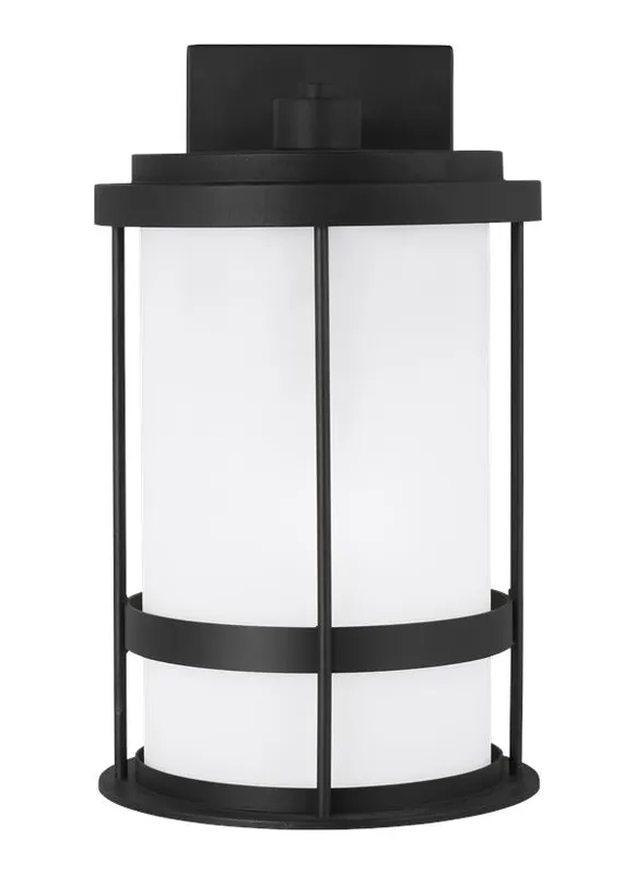 Wilburn Collection - Medium One Light Outdoor Wall Lantern | Finish: Black - 8690901DEN3-12 — Warehouse Lighting LED Wall Lights  