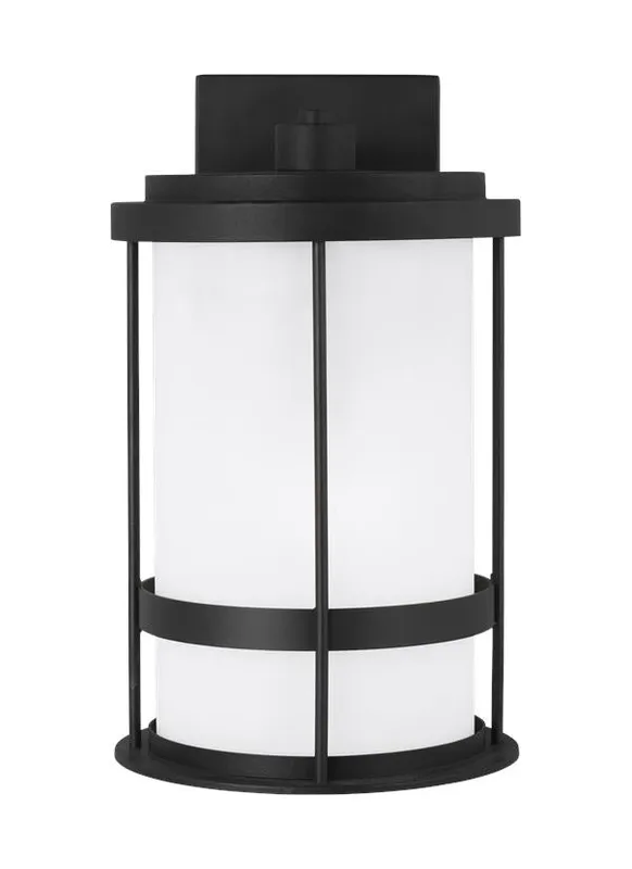 Wilburn Collection - Medium One Light Outdoor Wall Lantern | Finish: Black - 8690901-12 — Warehouse Lighting LED Wall Lights  