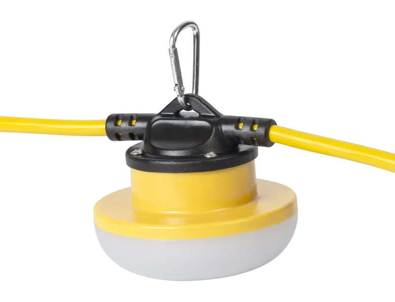 Temporary Work Light Stringer with Integrated LED Lights, 100 Ft, 15 Amp, 5000K — Warehouse Lighting LED Landscape Lights 13.0W 5000K