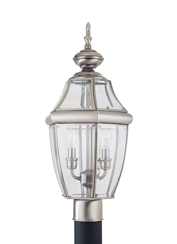 Lancaster Collection - Two Light Outdoor Post Lantern | Finish: Antique Brushed Nickel - 8229-965 — Warehouse Lighting LED Lighting Controls  