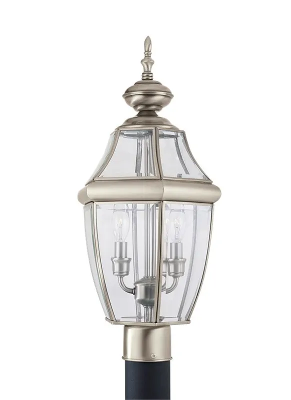 Lancaster Collection - Two Light Outdoor Post Lantern | Finish: Antique Brushed Nickel - 8229EN-965 — Warehouse Lighting LED Lighting Controls  