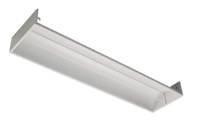 1 x 4 Foot LED Fin-Style Center Basket Troffer, Wattage Selectable: 21/28/32, 120-277V, 4000K — Warehouse Lighting LED Downlights 30.0W 4000K