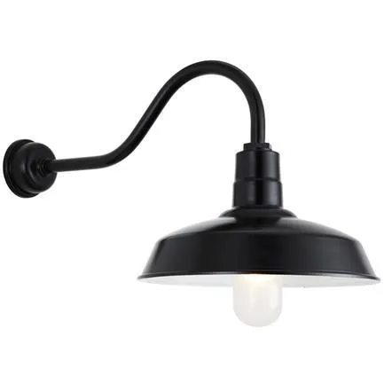 Quick Ship 18" Shade Hi-Lite Gooseneck, Warehouse Collection, H-QSN15118 Series (Black, White, Galvanized Finishes) — Warehouse Lighting LED Landscape Lights  