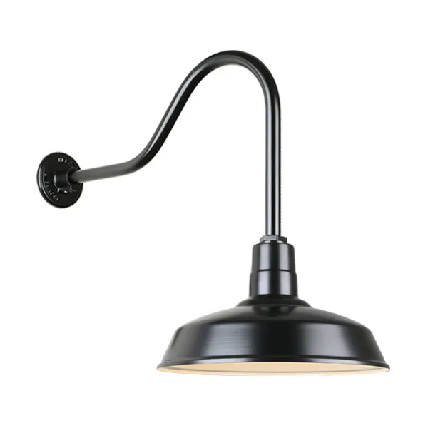 Quick Ship 16" Shade Hi-Lite Gooseneck, Warehouse Collection, H-QSN15116 Series (Black, White, Galvanized Finishes) — Warehouse Lighting LED Landscape Lights  