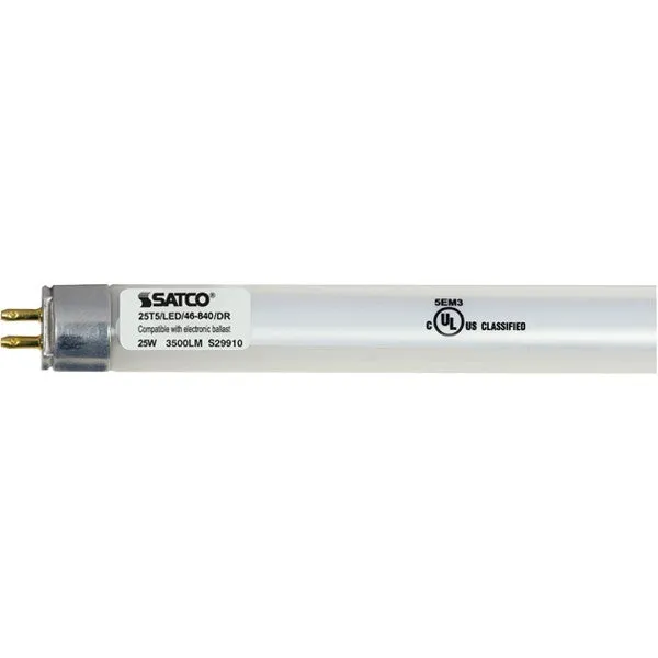 10 Pk SATCO 25W T5 LED; Miniature bi-pin base; 3500K, 4000K or 5000K; 50000 Average rated hours; 3500 Lumens — Warehouse Lighting LED Linear Lights 25.0W 3500K