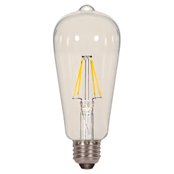 SATCO 6.5W ST19 LED; Clear; Medium base; 2700K; 810 Lumens; 120V; Carded — Warehouse Lighting LED Bulbs & Lamps 6.5W 2700K