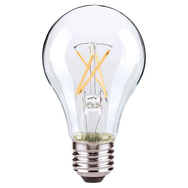 SATCO 7W A19 LED; Clear; Medium base; 2700K; 800 Lumens; 120V; Carded — Warehouse Lighting LED Bulbs & Lamps 7.0W 2700K