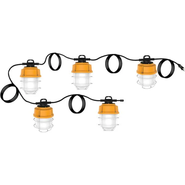 SATCO 100W LED High lumen industrial / commercial LED string light; 5 inter-connected lamps; 5000K; Integrated cord / plug; 120V — Warehouse Lighting LED Landscape Lights 100.0W 5000K