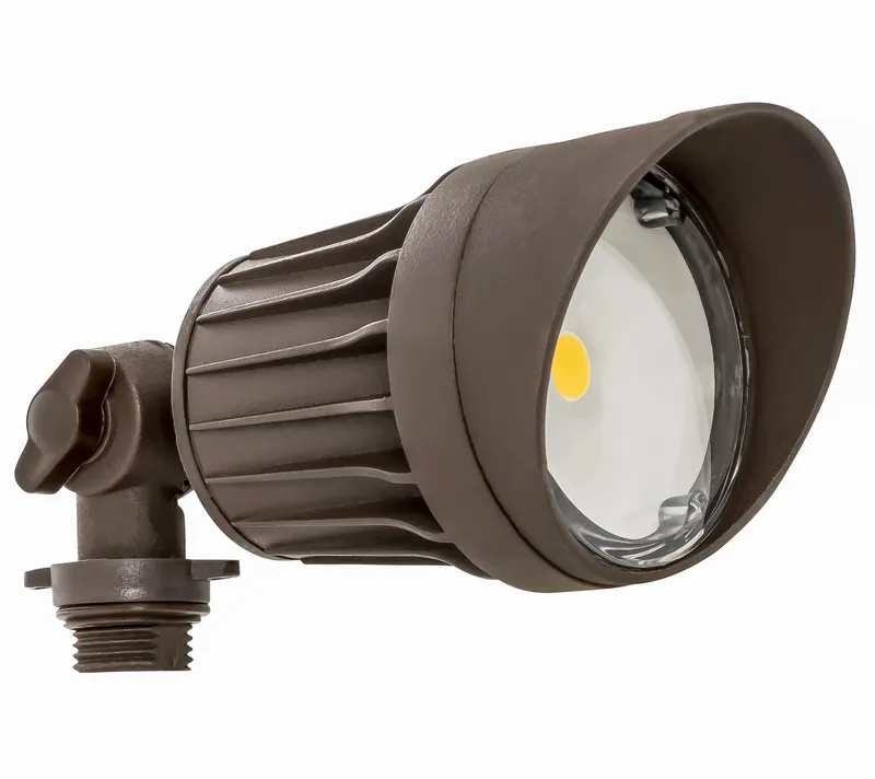 Weatherproof LED Round Flood Head, 10 watt, 120V, Bronze or White Finish — Warehouse Lighting LED Flood Lights 10.0W 3000K