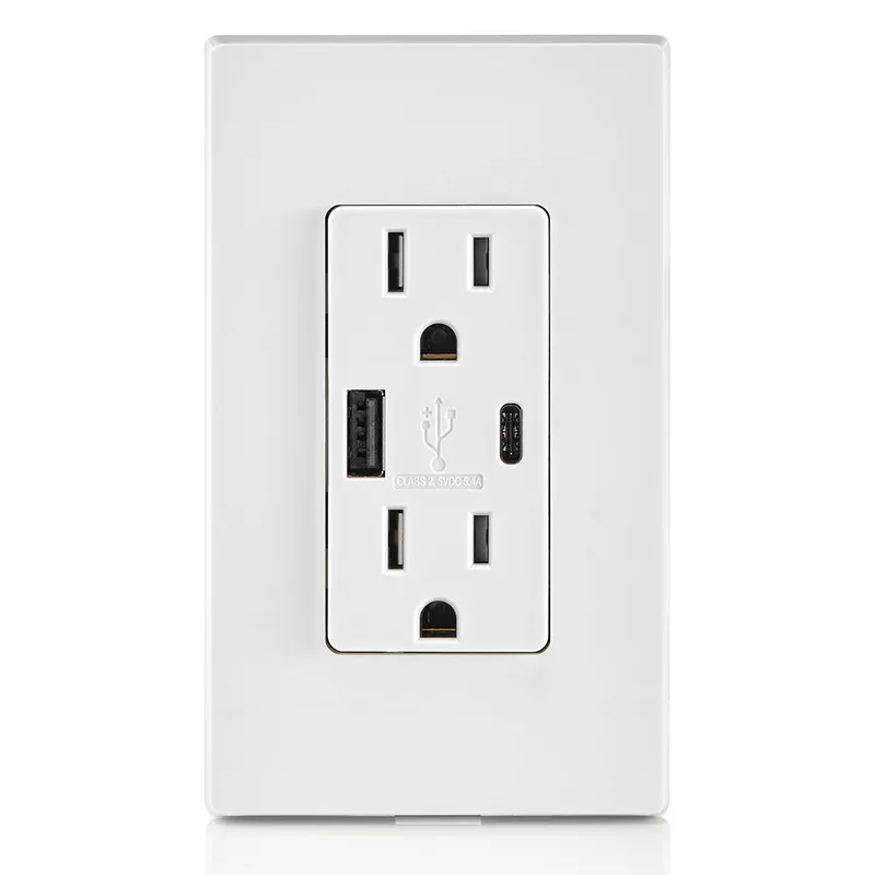 Combination Duplex Receptacle/Outlet and USB Charger. 15 Amp, 125 Volt, Decora Tamper-Resistant Receptacle/Outlet, Back Wired - White — Warehouse Lighting LED Landscape Lights  
