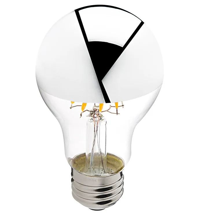 Filament A19 LED Half Mirror 4 watt Bulb, 120V — Warehouse Lighting LED Bulbs & Lamps 4.0W 