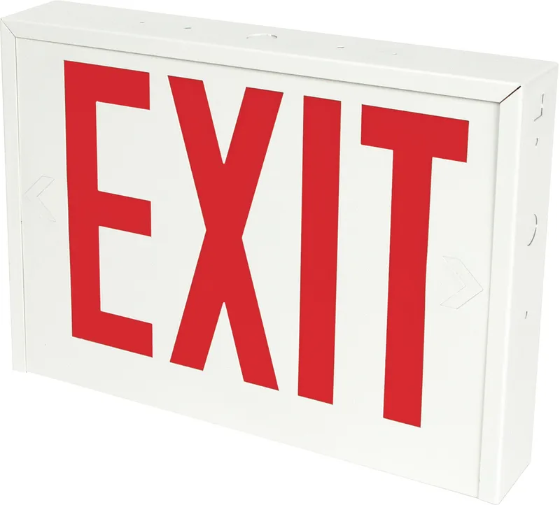 New York City Approved Steel LED Exit Sign, Single/Double Face with Battery Backup — Warehouse Lighting LED Exit & Emergency  
