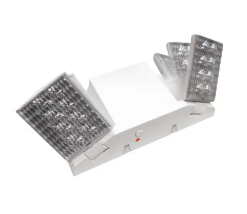 LED Thermoplastic Emergency Light with Two Adjustable Heads — Warehouse Lighting LED Exit & Emergency 1.0W 