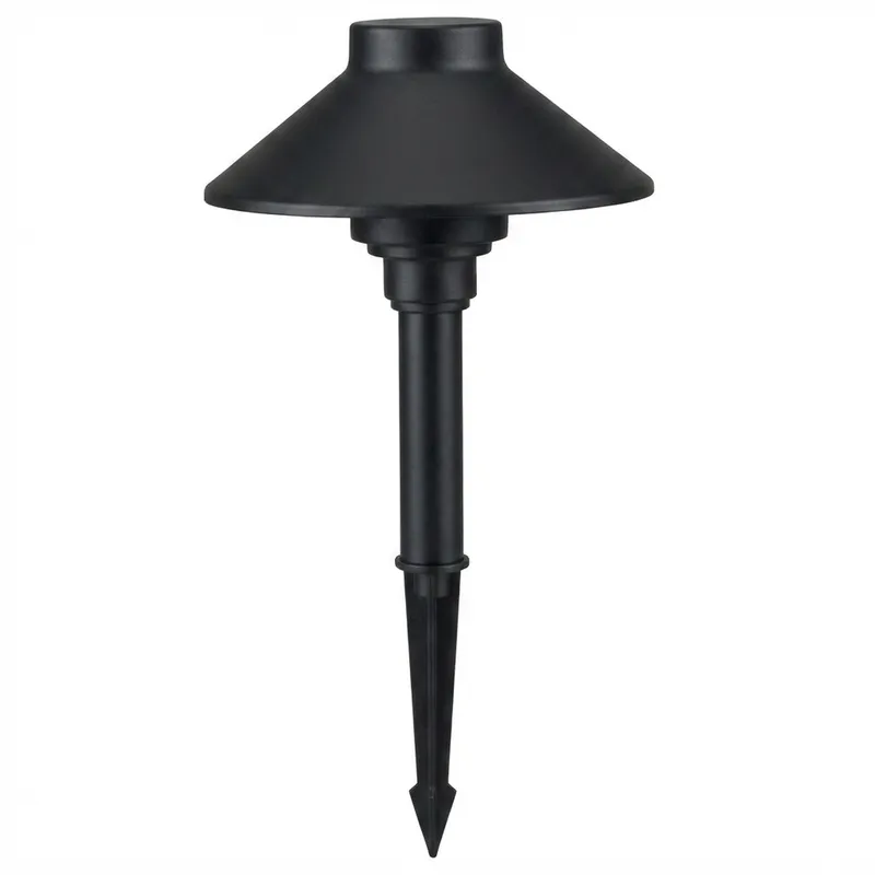 6 Inch Umbrella Path Light, 18 Inch Stem, Black, 180° Wide Beam Angle, 240 Lumens — Sunco Lighting LED Bollards & Pathway Lights 2.5W 2700K