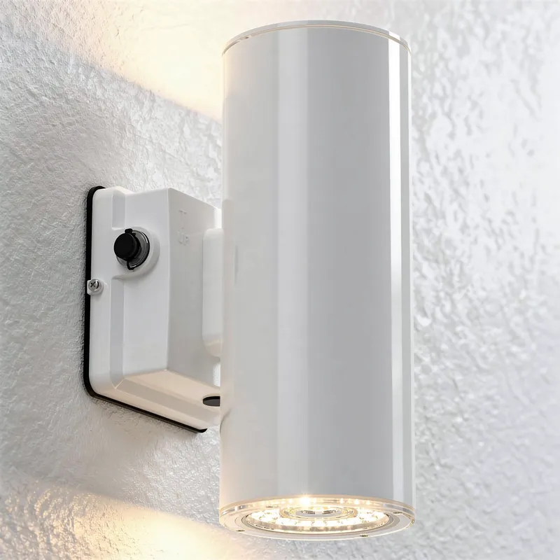 White Cylinder LED Wall Sconce, 20W/16W/10W, Dusk to Dawn Photocell , 2800 Lumens — Sunco Lighting LED Wall Lights 20.0W 3000K