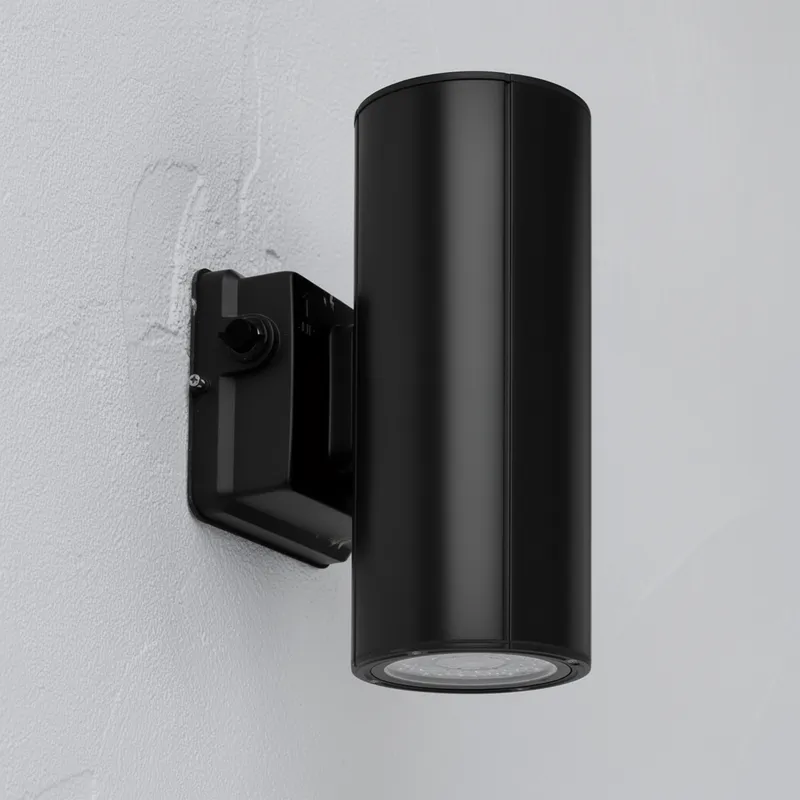 Black Cylinder LED Wall Sconce, 20W/16W/10W, Dusk to Dawn Photocell , 2800 Lumens — Sunco Lighting LED Wall Lights 20.0W 3000K