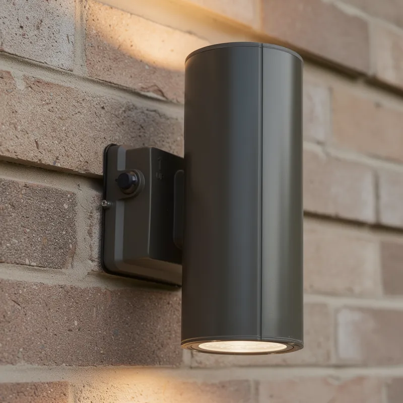 Dark Bronze Cylinder LED Wall Sconce, 20W/16W/10W, Dusk to Dawn Photocell , 2800 Lumens — Sunco Lighting LED Wall Lights 20.0W 3000K