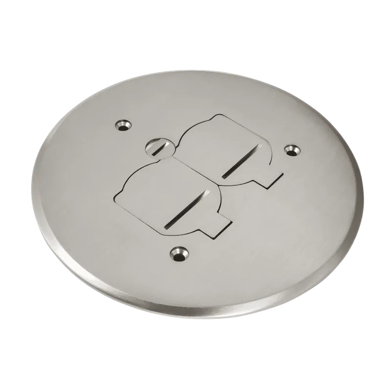 Enerlites 5-3/4” Dia. Nickel Flush Round Flip Lid Cover Plate with 20A Duplex Tamper & Weather Resistant Receptacle — Sunco Lighting LED Landscape Lights  
