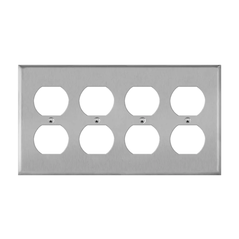 Enerlites Duplex Receptacle Four-Gang Metal Wall Plate — Sunco Lighting LED Landscape Lights  