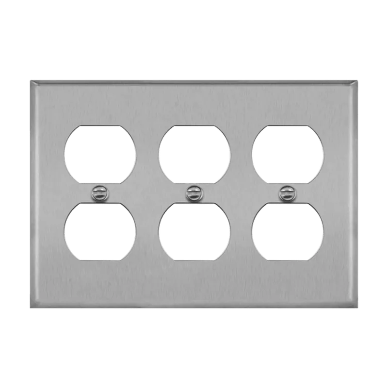 Enerlites Duplex Receptacle Three-Gang Metal Wall Plate — Sunco Lighting LED Landscape Lights  