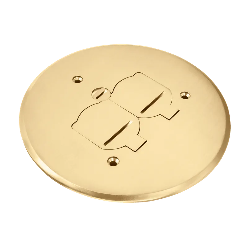 Enerlites 5-3/4” Dia. Brass Flush Round Flip Lid Cover Plate with 20A Duplex Tamper & Weather Resistant Receptacle — Sunco Lighting LED Landscape Lights  