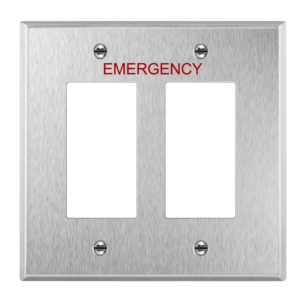 Enerlites Decorator Two-Gang Emergency Metal Wall Plate, Impact Resistant, Mid-Size — Sunco Lighting LED Exit & Emergency  