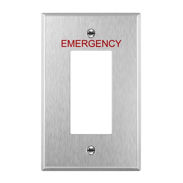 Enerlites Decorator One-Gang Emergency Metal Wall Plate, Impact Resistant, Mid-Size — Sunco Lighting LED Exit & Emergency  
