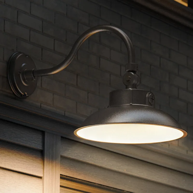 LED Gooseneck Wall Sconce, Dusk to Dawn Photocell, 50W/40W/30W, 6500 Lumens — Sunco Lighting LED Wall Lights 50.0W 3000K