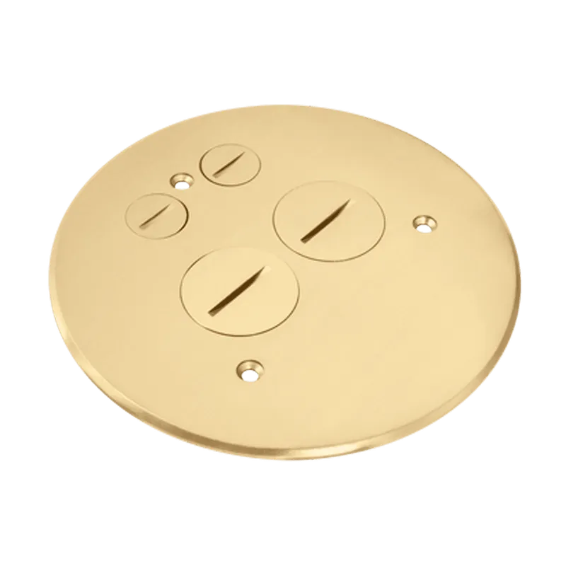 Enerlites 5-1/2” Dia. Brass Flush Round Cover Plate with 20A Duplex Tamper & Weather Resistant Receptacle — Sunco Lighting LED Landscape Lights  