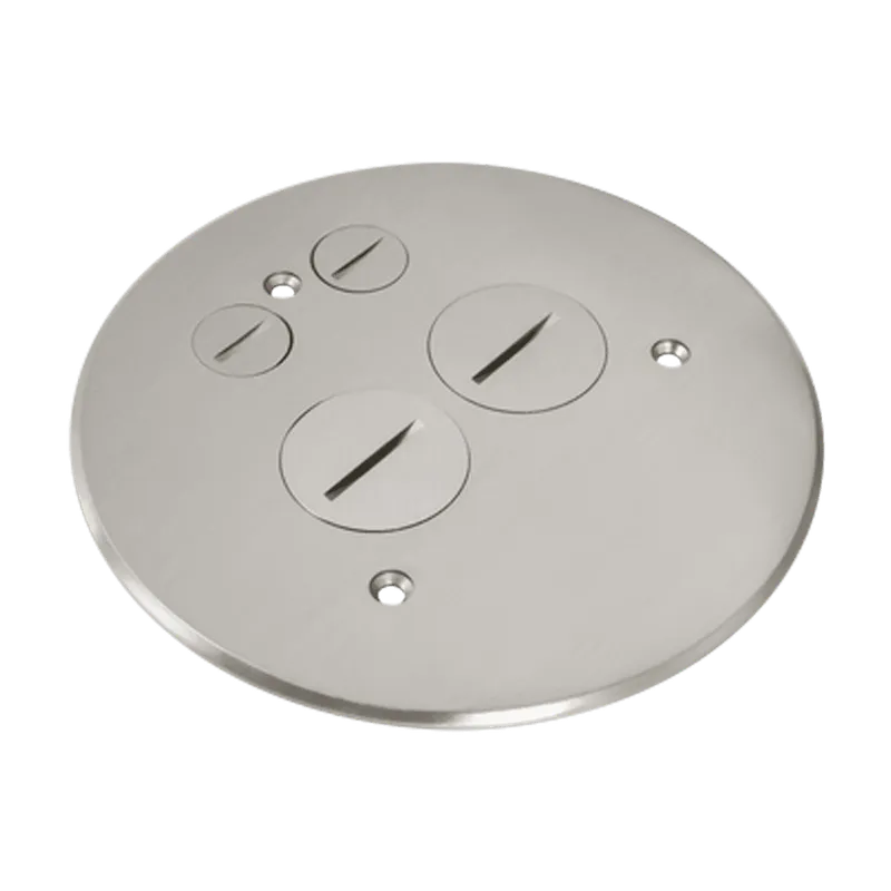 Enerlites 5-1/2” Dia. Nickel Flush Round Cover Plate with 20A Duplex Tamper & Weather Resistant Receptacle — Sunco Lighting LED Landscape Lights  