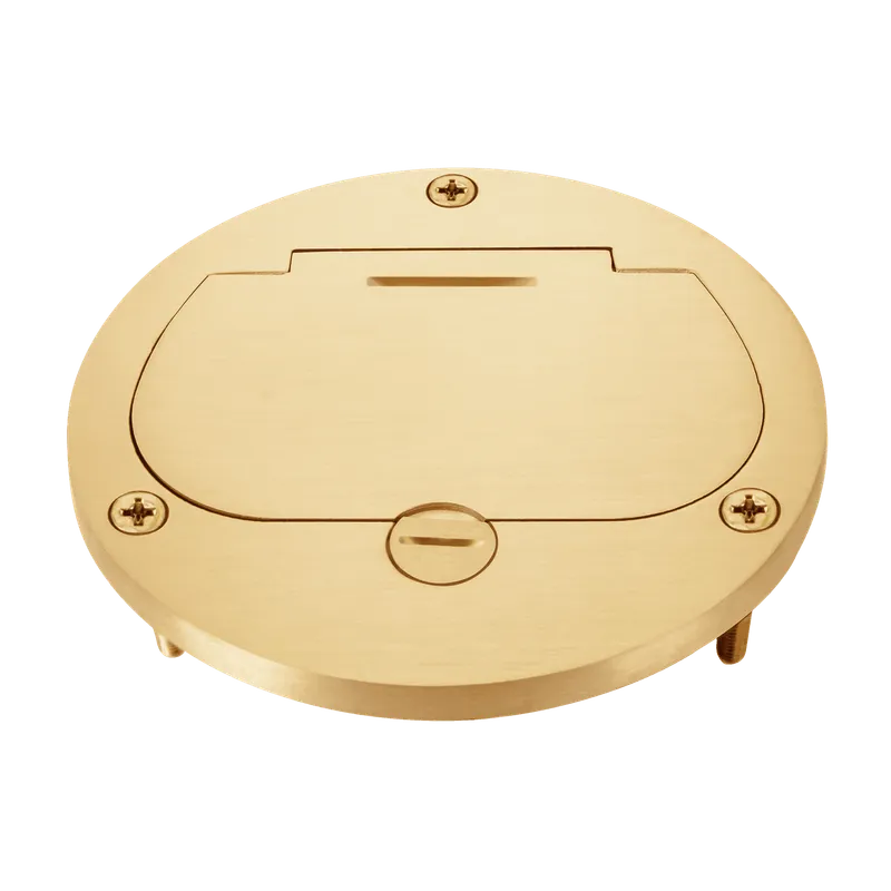 Enerlites 4” Dia. Brass Flush Round Flip Lid Cover Plate with 20A Duplex Tamper & Weather Resistant Receptacle — Sunco Lighting LED Landscape Lights  