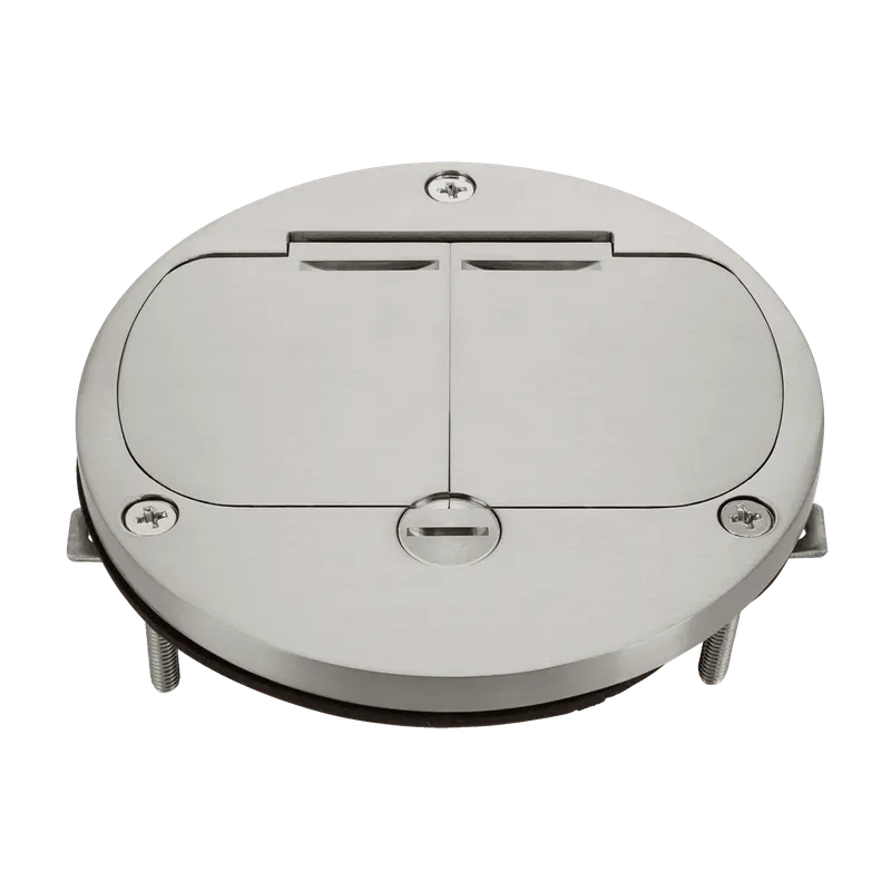 Enerlites 4” Dia. Nickel Flush Round Dual Flip Lid Cover Plate with 20A Duplex Tamper & Weather Resistant Receptacle — Sunco Lighting LED Landscape Lights  